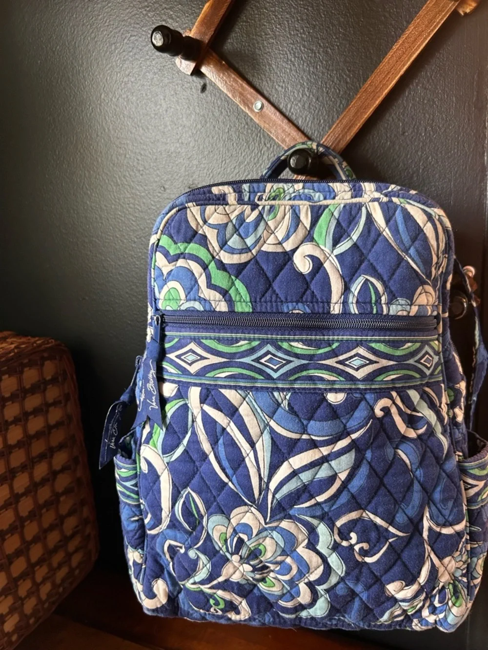 Vera Bradley Mini Backpack -Mediterranean Blue- Quilted Cotton Travel Bag - Picture 12 of 14